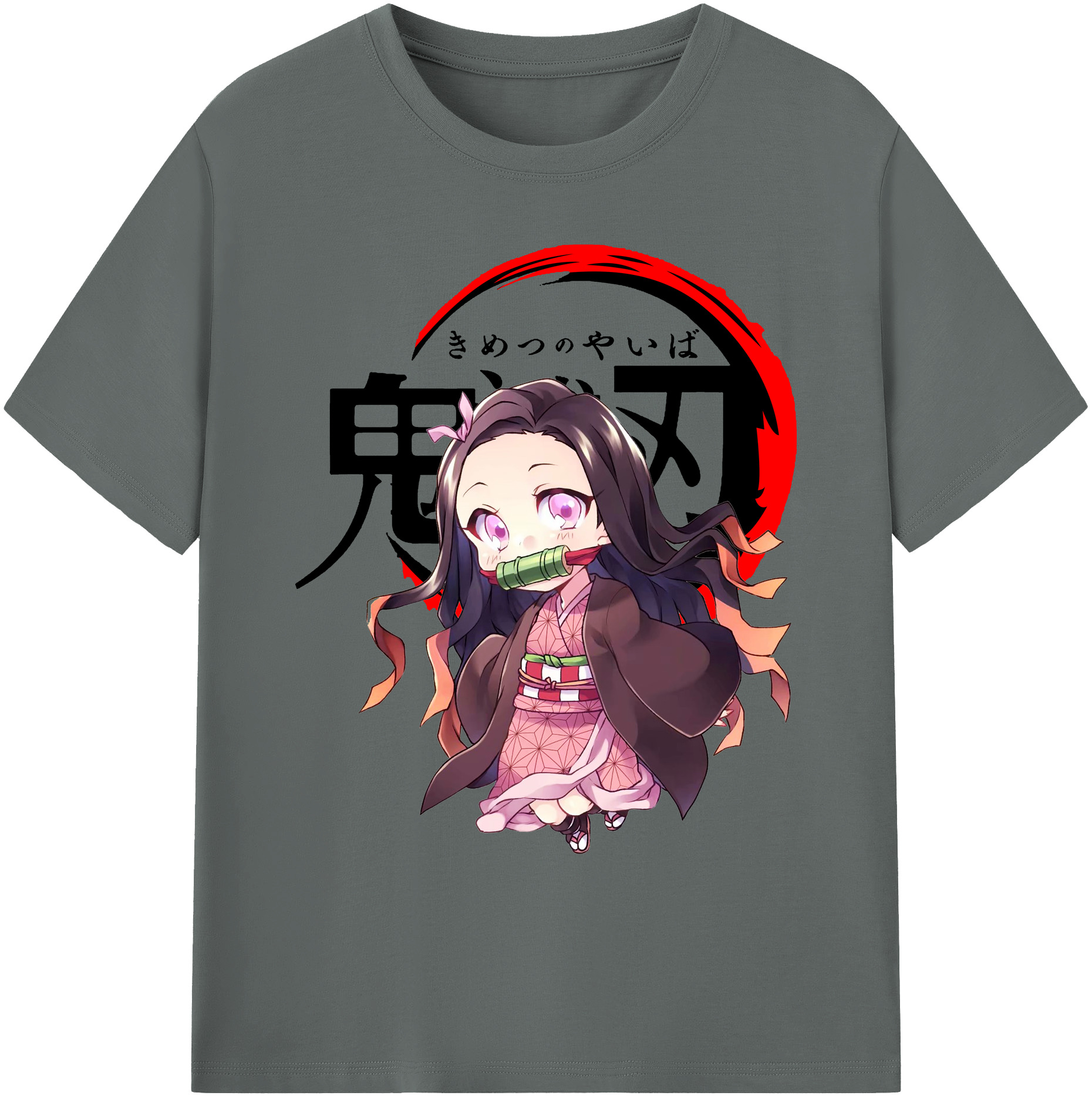 （画像用） 鬼滅の刃（きめつのやいば）竈門 禰󠄀豆子／かまど ねずこ Kamado Nezuko 綿100％ メンズ半袖Tシャツ｜肌触りやわらか＆通気性
